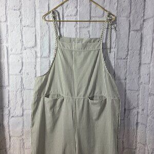 Cellabie Extra Large Sage Green White Striped Lightweight Tie Jumper Overalls